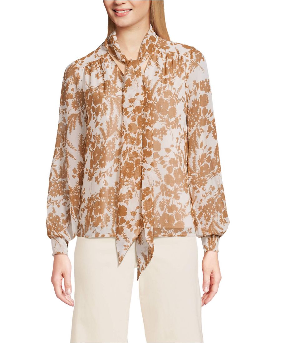 Женская шифоновая блузка со съемным воротником на завязках Lands' End, Brown opal wildflowers
Женская шифоновая блузка со съемным воротником на завязках Lands' End, Brown opal wildflowers