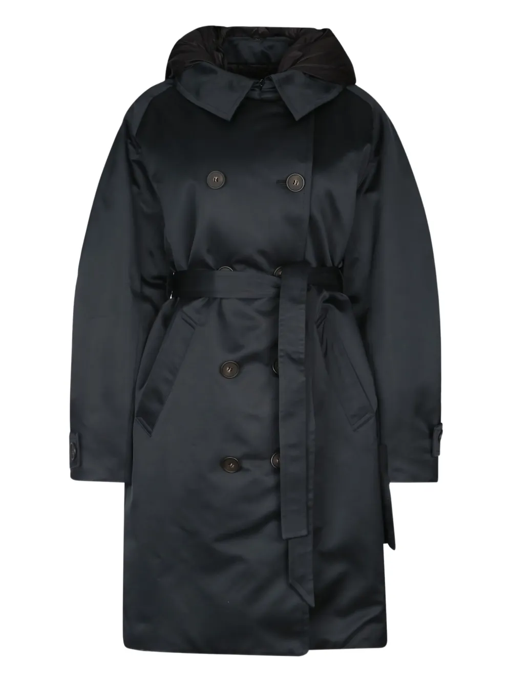Двубортный тренчкот с капюшоном Add, черный
Двубортный тренчкот с капюшоном Add, черный
