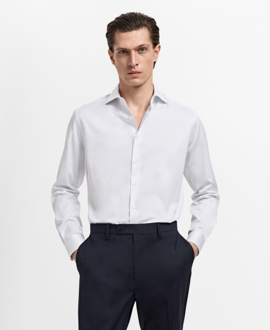 Мужская хлопковая рубашка в полоску приталенного кроя MANGO, White
Мужская хлопковая рубашка в полоску приталенного кроя MANGO, White