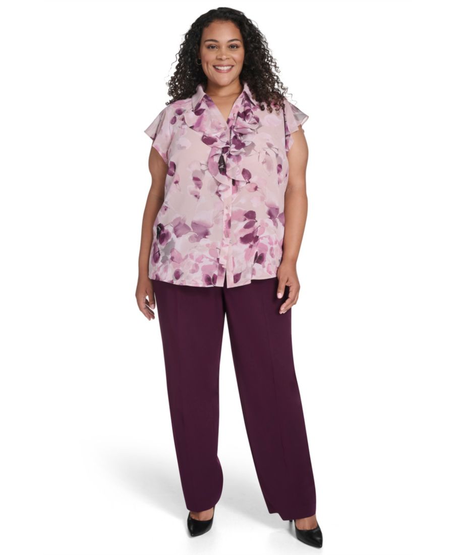 Топ с короткими рукавами и оборками спереди, больших размеров Calvin Klein, Pink Thistle Multi
Топ с короткими рукавами и оборками спереди, больших размеров Calvin Klein, Pink Thistle Multi