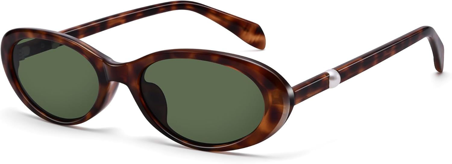 Ретро-солнцезащитные очки овальной формы для женщин - модные очки в черепаховой оправе с серебристым металлическим кольцом, обеспечивающие защиту от УФ-излучения UV400 GLARDEFE, A1 Leopard / Green
Ретро-солнцезащитные очки овальной формы для женщин - модные очки в черепаховой оправе с серебристым металлическим кольцом, обеспечивающие защиту от УФ-излучения UV400 GLARDEFE, A1 Leopard / Green