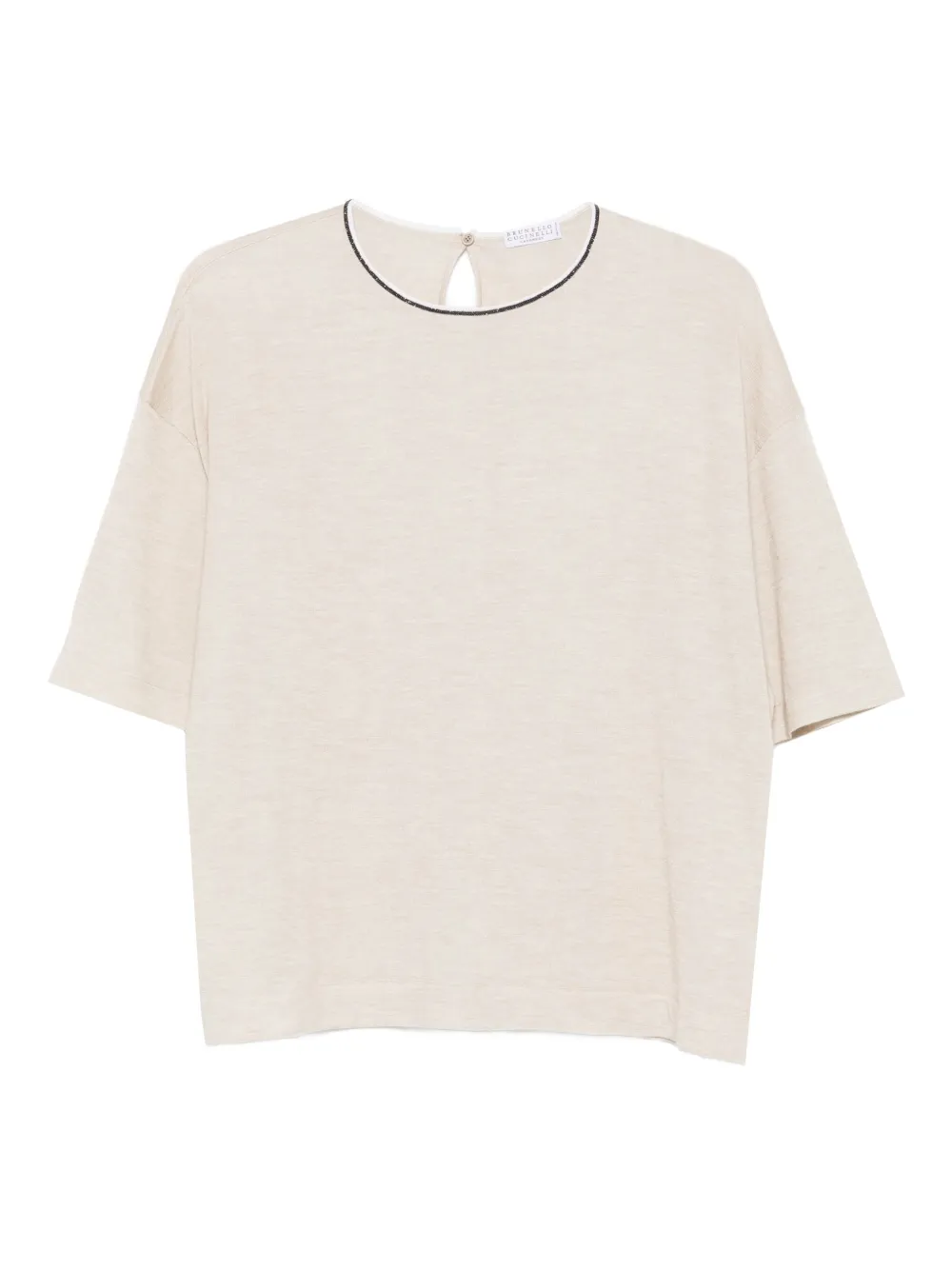 Футболка с круглым вырезом из кашемировой смеси Brunello Cucinelli, нейтральный 
Футболка с круглым вырезом из кашемировой смеси Brunello Cucinelli, нейтральный