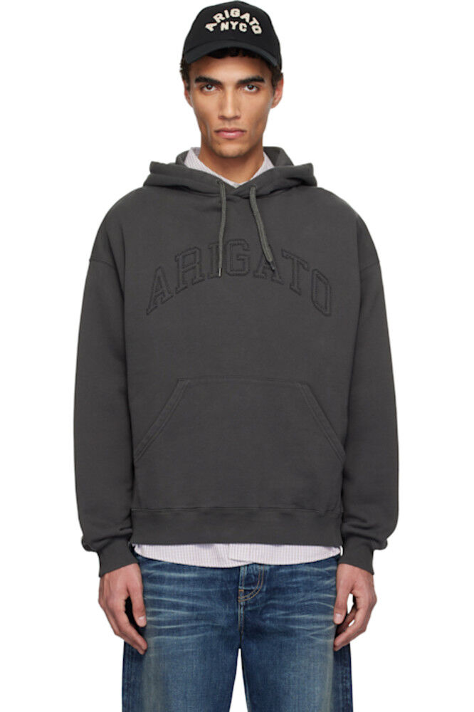 Серая толстовка с капюшоном с надписью «Motto» Axel Arigato 
Серая толстовка с капюшоном с надписью «Motto» Axel Arigato