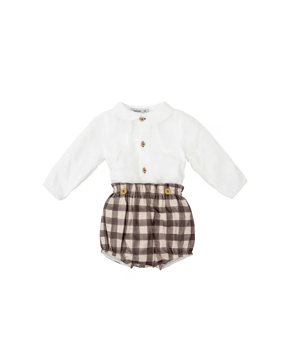 Комплект для мальчика, состоящий из рубашки с длинными рукавами и шорт в клетку BABIDÚ, мультиколор
Комплект для мальчика, состоящий из рубашки с длинными рукавами и шорт в клетку BABIDÚ, мультиколор