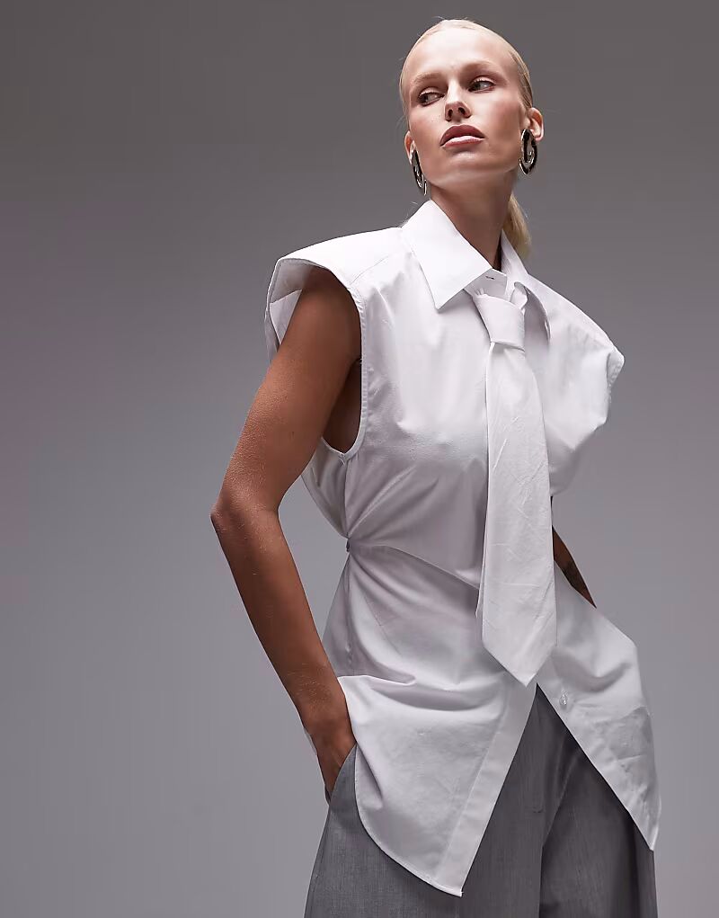 Рубашка без рукавов с подплечниками и галстуком ASOS DESIGN
Рубашка без рукавов с подплечниками и галстуком ASOS DESIGN