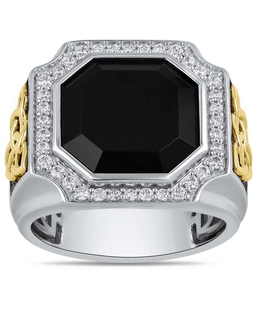 Кольцо с бриллиантами (0,5 карата) и черным ониксом (4,90 карата) из стерлингового серебра с покрытием из желтого золота Macy's, Sterling Silver & Yellow Gold Plated Sterling Silver
Кольцо с бриллиантами (0,5 карата) и черным ониксом (4,90 карата) из стерлингового серебра с покрытием из желтого золота Macy's, Sterling Silver & Yellow Gold Plated Sterling Silver