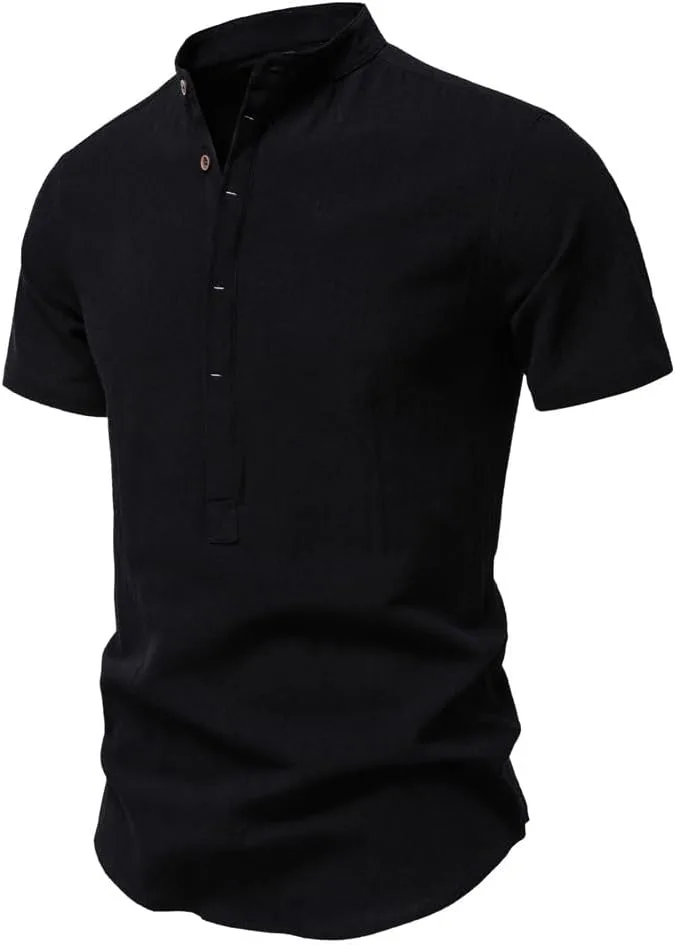 Мужская повседневная рубашка-поло из льна с коротким рукавом
Мужская повседневная рубашка-поло из льна с коротким рукавом