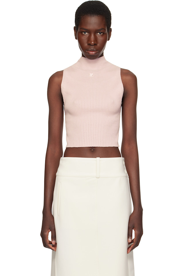Облегающий укороченный топ с высоким воротником и тонкой резинкой Courrèges, розовый
Облегающий укороченный топ с высоким воротником и тонкой резинкой Courrèges, розовый