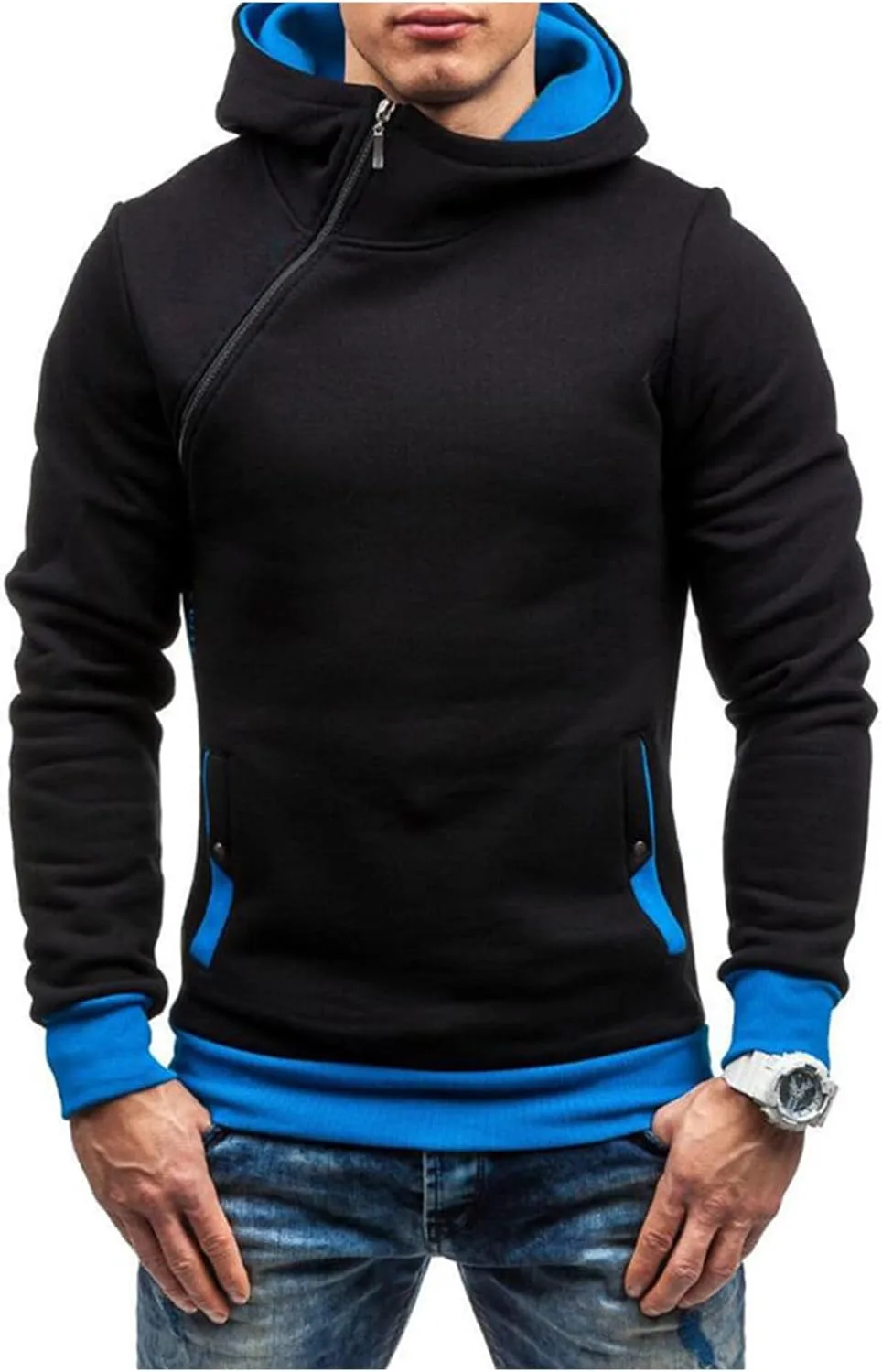 Мужская худи с косой молнией Fleece Slim Fit с карманами Wankang
Мужская худи с косой молнией Fleece Slim Fit с карманами Wankang