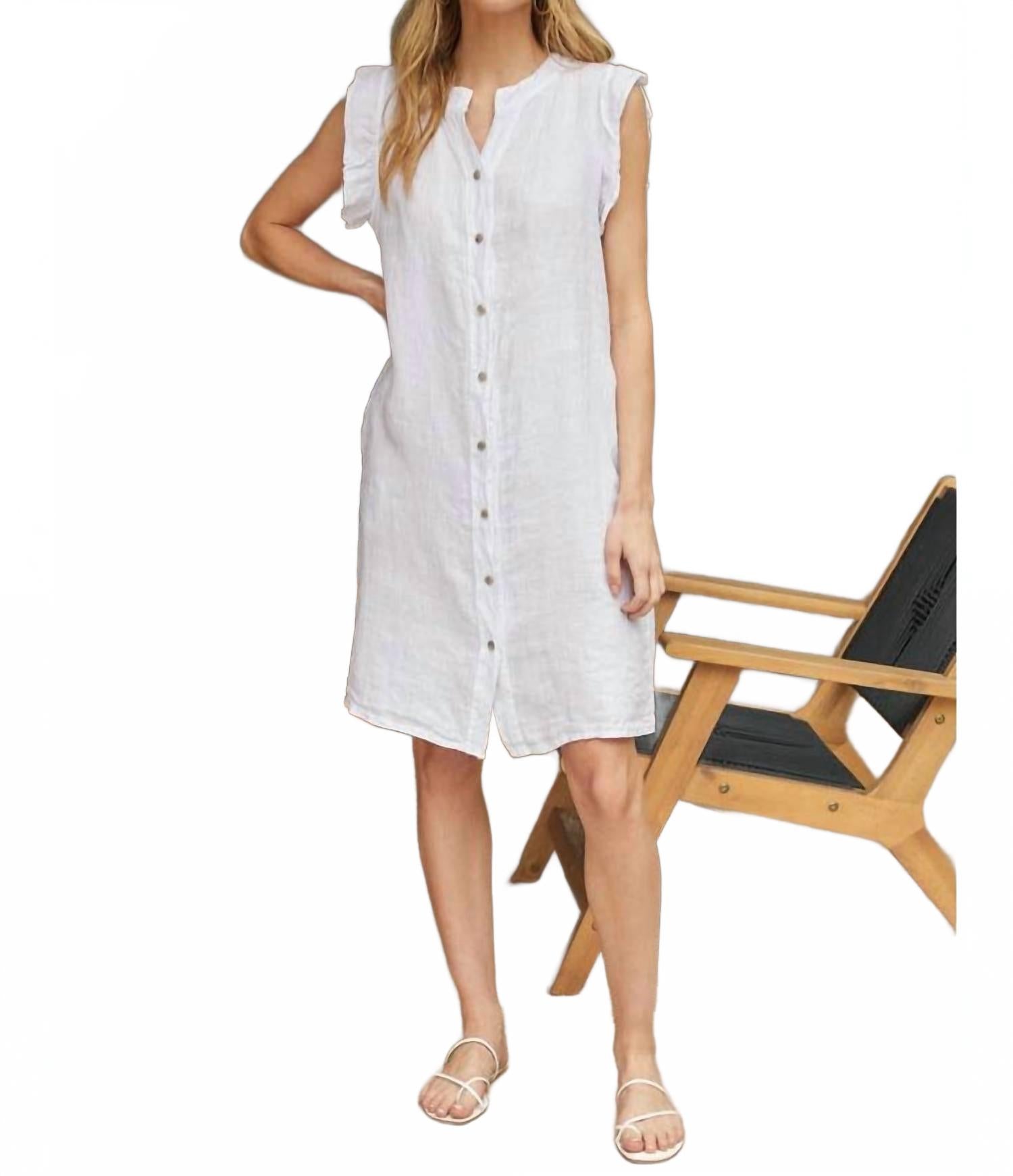 Белое платье из льна с оборками и короткими рукавами Milio Milano
Белое платье из льна с оборками и короткими рукавами Milio Milano