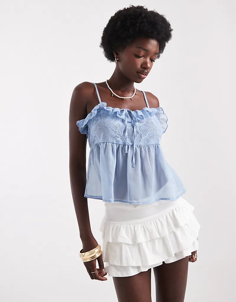 Топ Miss Selfridge с кружевными вставками, нежно-голубого цвета
Топ Miss Selfridge с кружевными вставками, нежно-голубого цвета