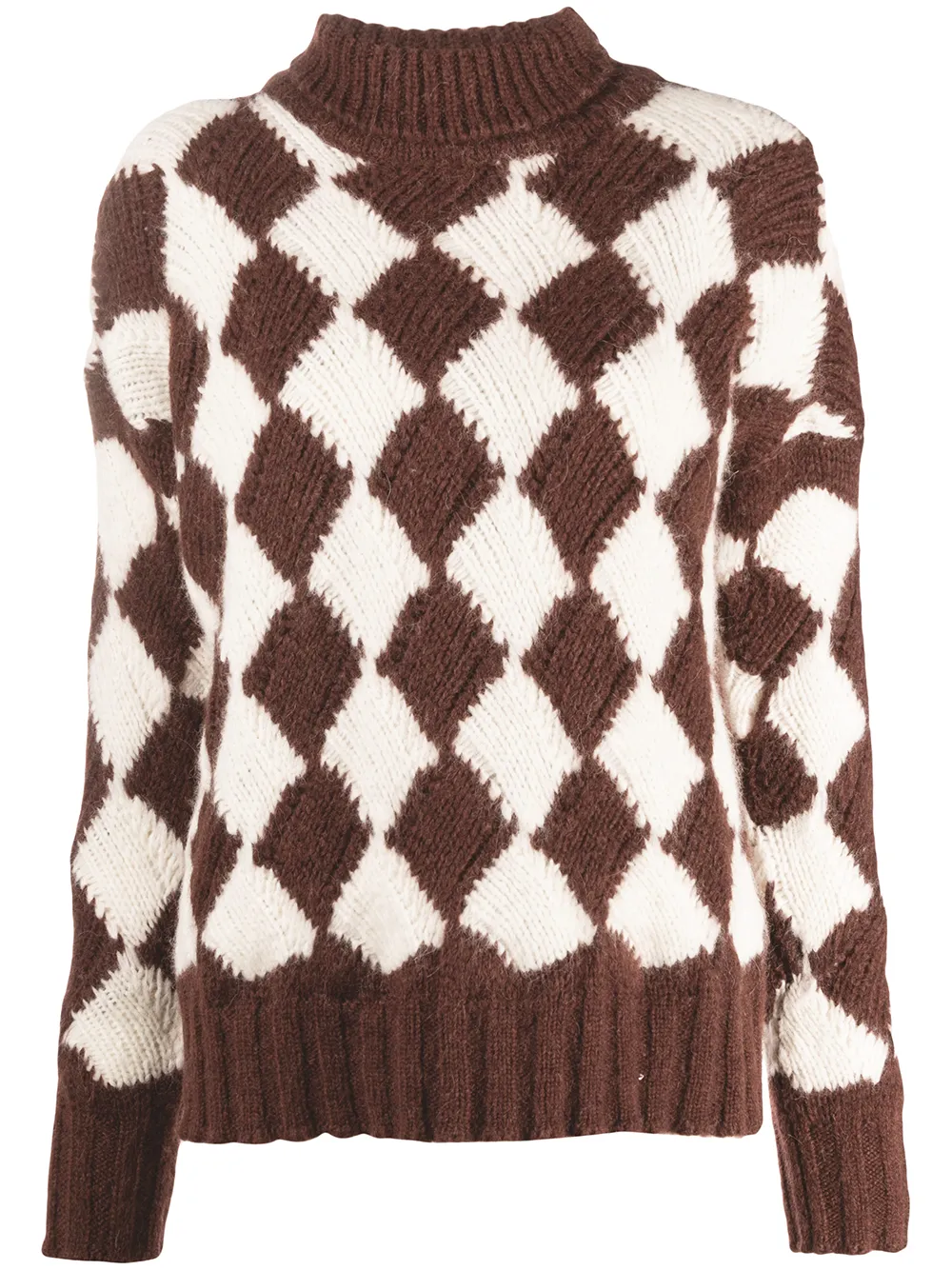 Джемпер с высоким воротником и геометричным узором Plan C, коричневый
Джемпер с высоким воротником и геометричным узором Plan C, коричневый