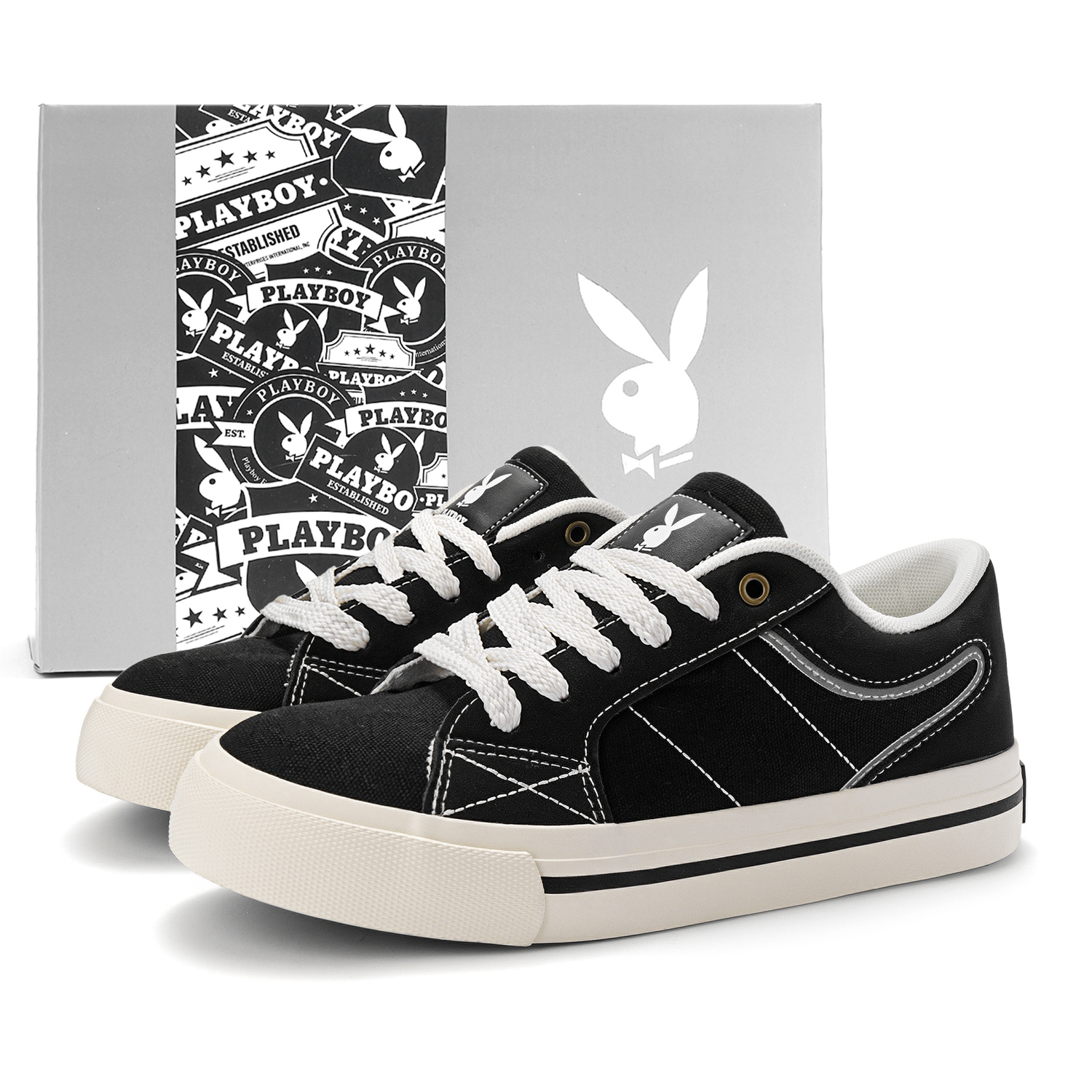 Playboy Мужские низкие кеды из холста черные, цвет Black
Playboy Мужские низкие кеды из холста черные, цвет Black