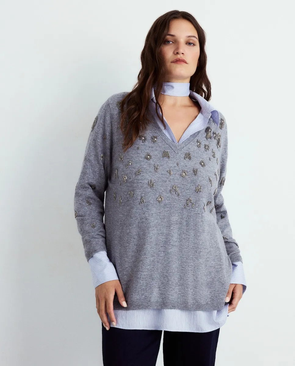 Женский джемпер с V-образным вырезом Couchel, светло-серый
Женский джемпер с V-образным вырезом Couchel, светло-серый