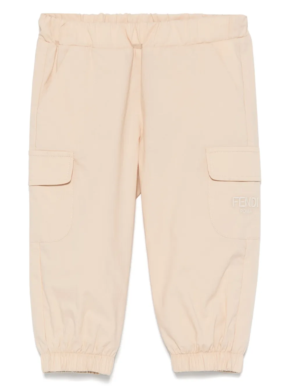 Брюки с вышитым логотипом FENDI KIDS, нейтральный 
Брюки с вышитым логотипом FENDI KIDS, нейтральный