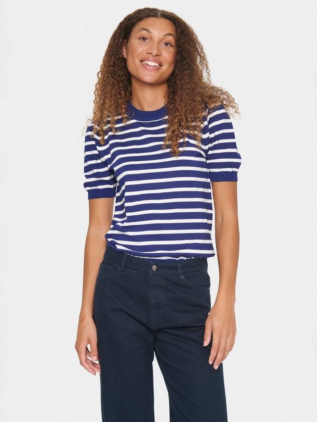 Джемпер с коротким рукавом в полоску от mila Saint Tropez, синий/белый
Джемпер с коротким рукавом в полоску от mila Saint Tropez, синий/белый