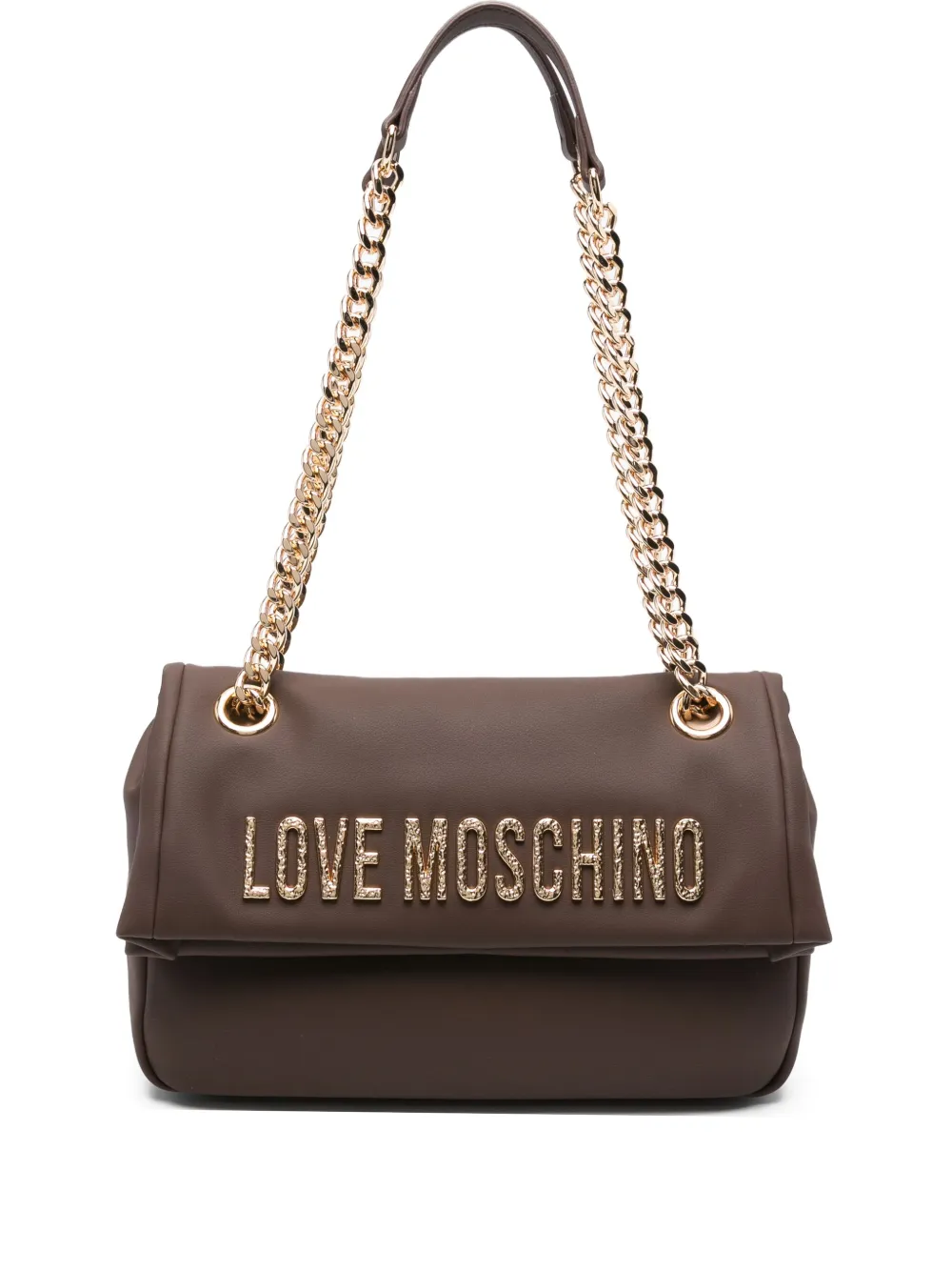Сумка на плечо с цепочным ремешком и логотипом Love Moschino, коричневый 
Сумка на плечо с цепочным ремешком и логотипом Love Moschino, коричневый