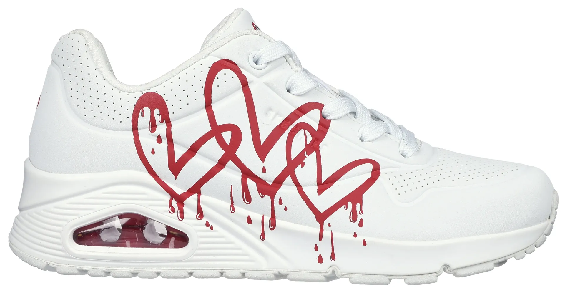 Кроссовки Skechers "UNO DRIPPING IN LOVE", с граффити в виде сердца, повседневная обувь, полуботинки, туфли на шнуровке, красный
Кроссовки Skechers "UNO DRIPPING IN LOVE", с граффити в виде сердца, повседневная обувь, полуботинки, туфли на шнуровке, красный