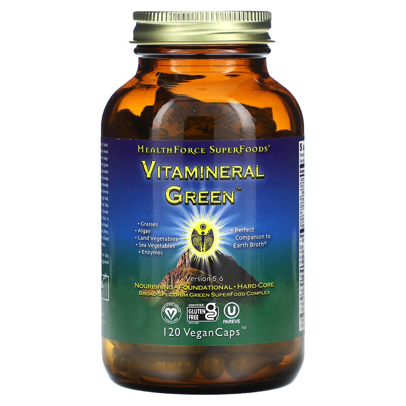 HealthForce Superfoods, Vitamineral Green, версия 5.6, 120 веганских капсул
HealthForce Superfoods, Vitamineral Green, версия 5.6, 120 веганских капсул