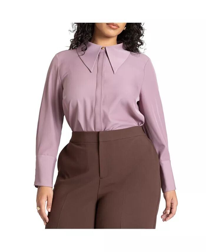 Рубашка на пуговицах с острым воротником больших размеров ELOQUII, фиолетовый
Рубашка на пуговицах с острым воротником больших размеров ELOQUII, фиолетовый