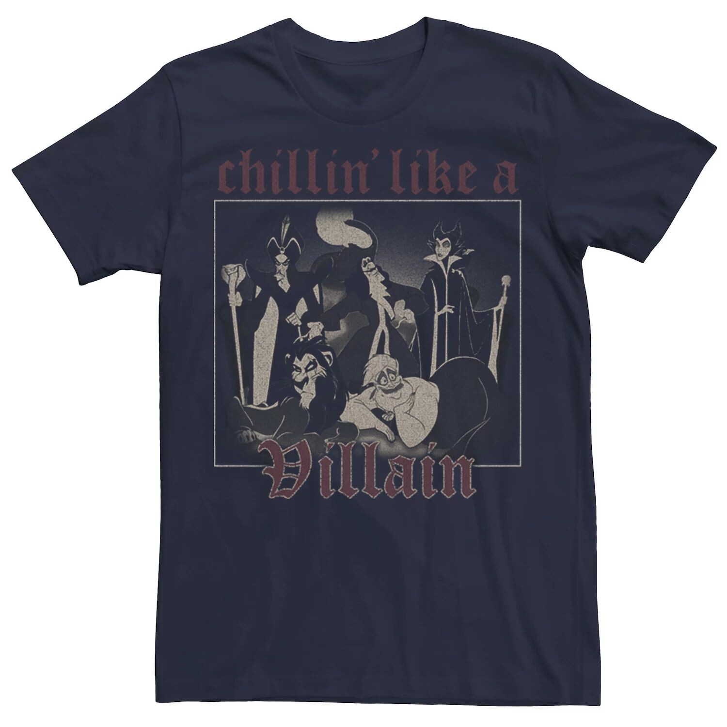 Мужская футболка Villains Chillin' Like A Villain с групповым портретом Disney, синий
Мужская футболка Villains Chillin' Like A Villain с групповым портретом Disney, синий