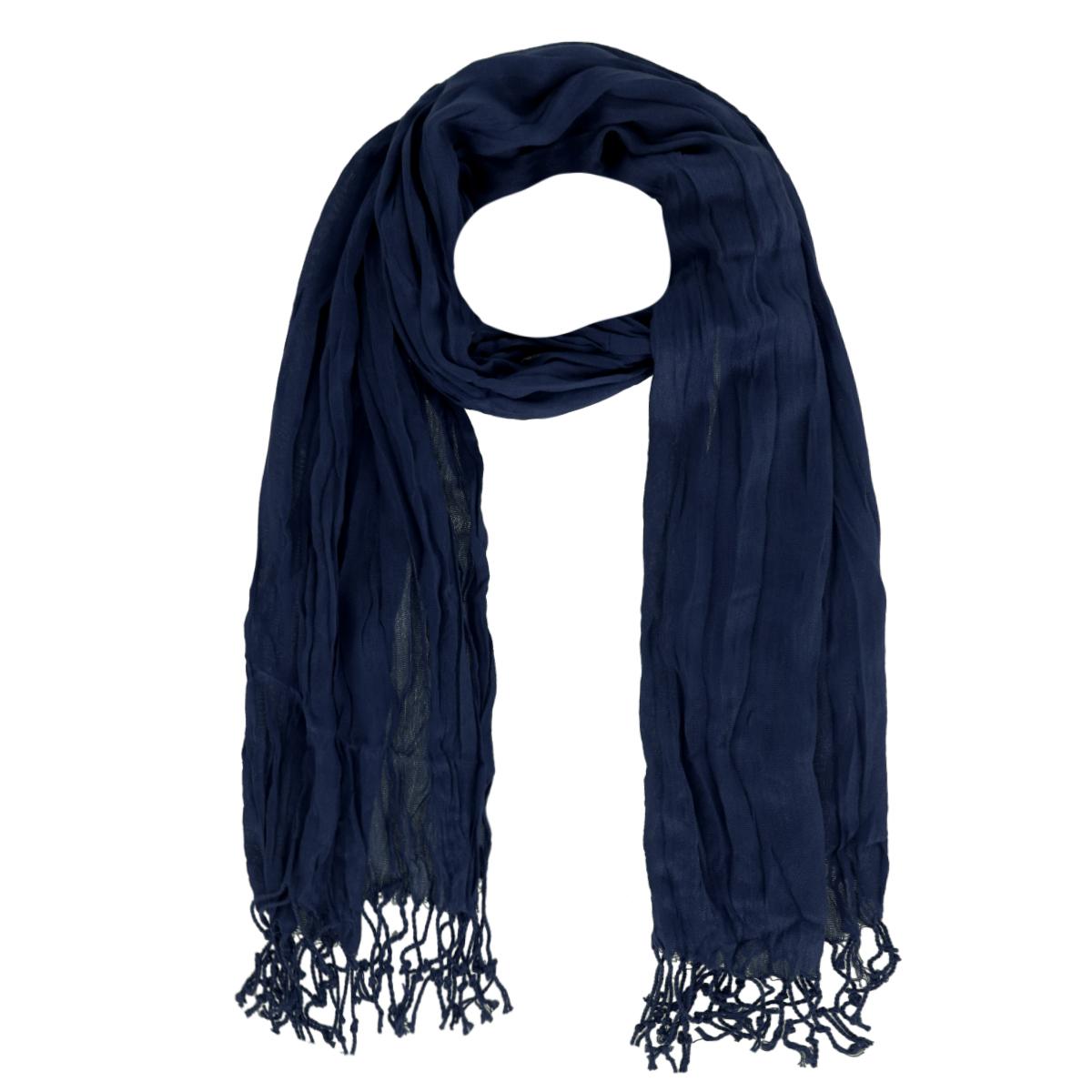 Женский однотонный жатый шарф с кисточками CTM, темно-синий
Женский однотонный жатый шарф с кисточками CTM, темно-синий