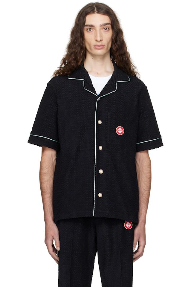 Монограммная жаккардовая рубашка с коротким рукавом из махровой ткани Casablanca, черный
Монограммная жаккардовая рубашка с коротким рукавом из махровой ткани Casablanca, черный