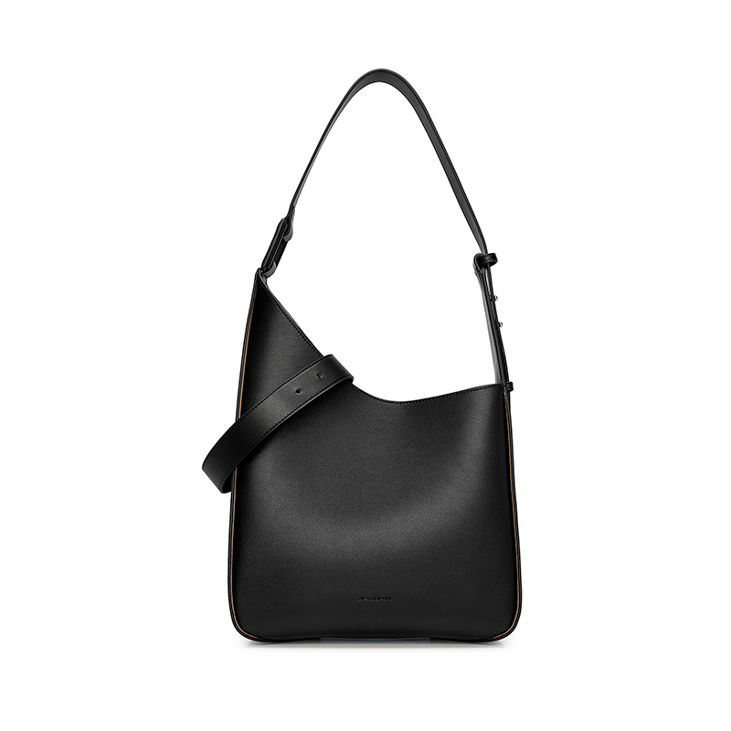 JAGUAR Кожаная сумка-шоппер через плечо женская черная чайно-коричневая, Black