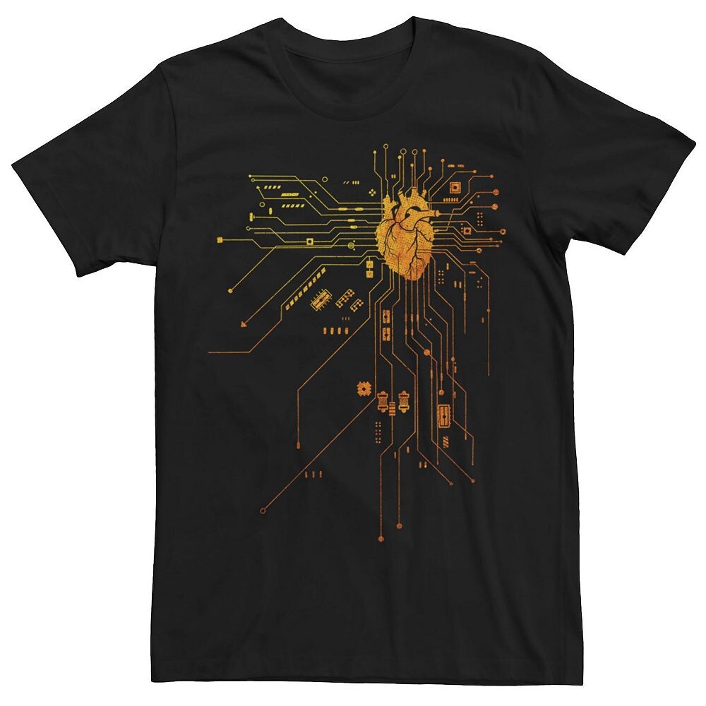 Мужская футболка с графическим рисунком Support Life Heart Circuits Licensed Character, черный 
Мужская футболка с графическим рисунком Support Life Heart Circuits Licensed Character, черный