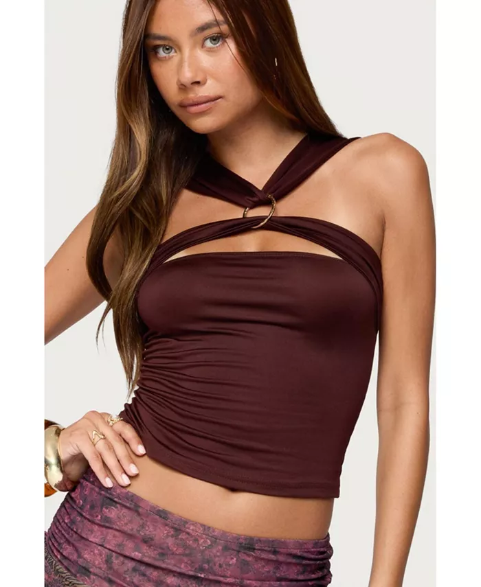 Женский топ с вырезом и кольцом Rivera Edikted, коричневый
Женский топ с вырезом и кольцом Rivera Edikted, коричневый