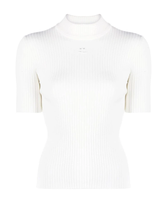 Вязаный свитер в рубчик с высоким воротником Courrã¨Ges, белый
Вязаный свитер в рубчик с высоким воротником Courrã¨Ges, белый