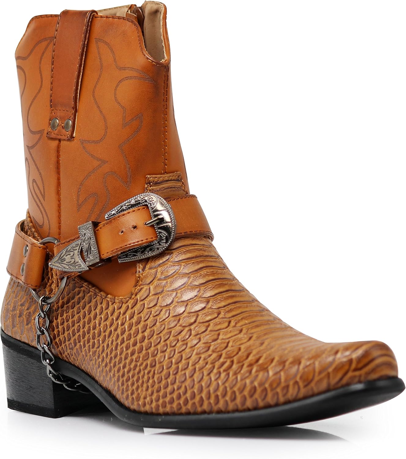 Мужские ковбойские сапоги с крокодиловым принтом, с боковой молнией, пряжкой и металлической цепочкой Alberto Fellini, коричневый
Мужские ковбойские сапоги с крокодиловым принтом, с боковой молнией, пряжкой и металлической цепочкой Alberto Fellini, коричневый