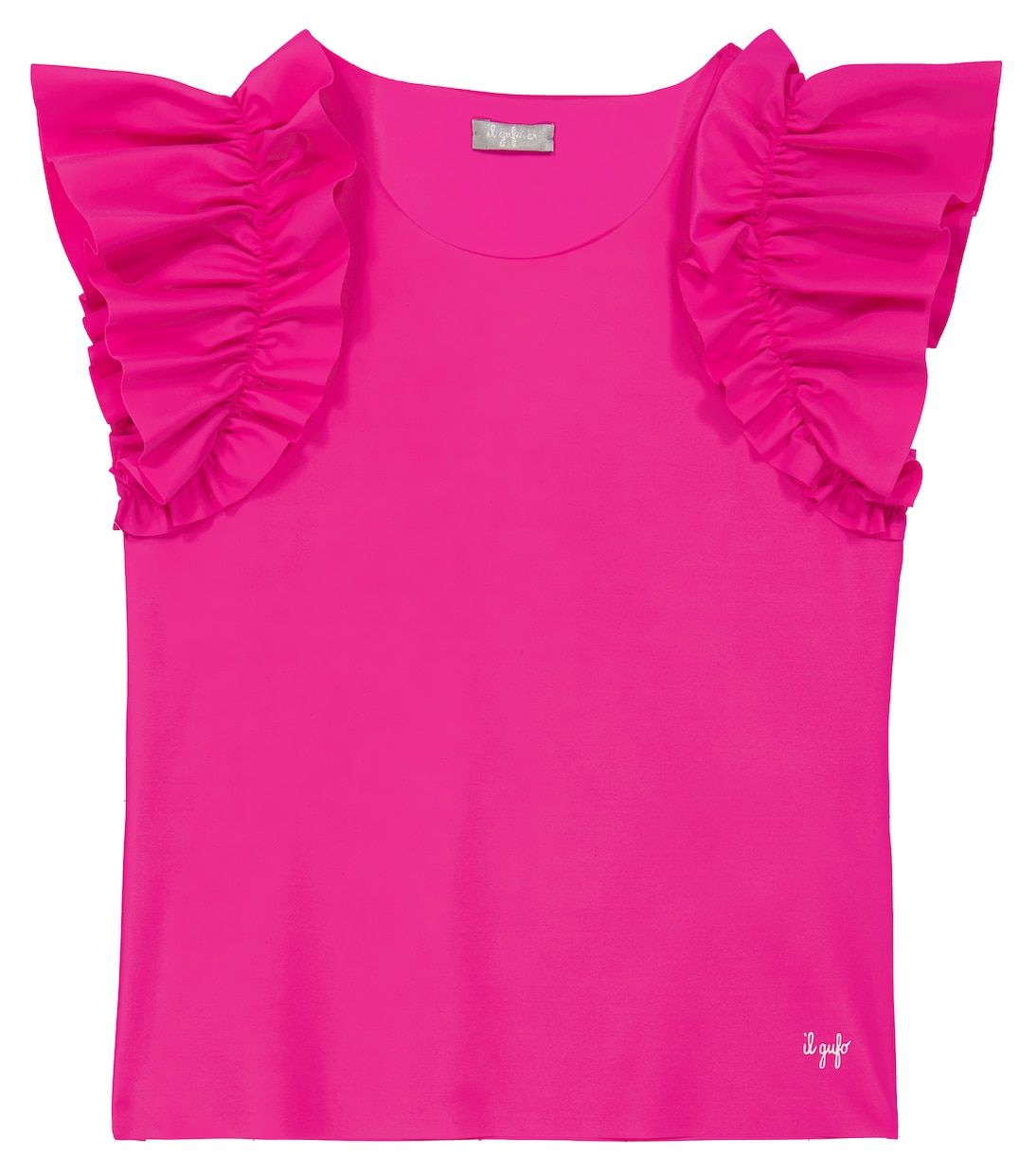 Футболка из джерси с оборками Il Gufo, Bouganville 
Футболка из джерси с оборками Il Gufo, Bouganville