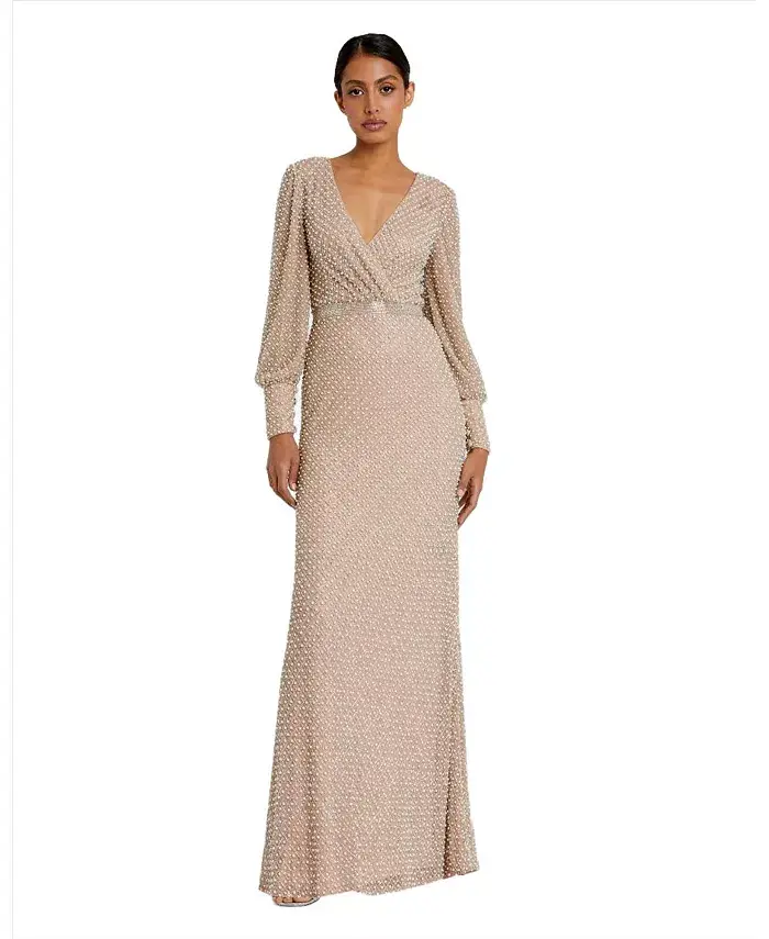 Женское платье с рукавами-бишопами, на запах, с жемчужной отделкой Mac Duggal, коричневый/бежевый
Женское платье с рукавами-бишопами, на запах, с жемчужной отделкой Mac Duggal, коричневый/бежевый