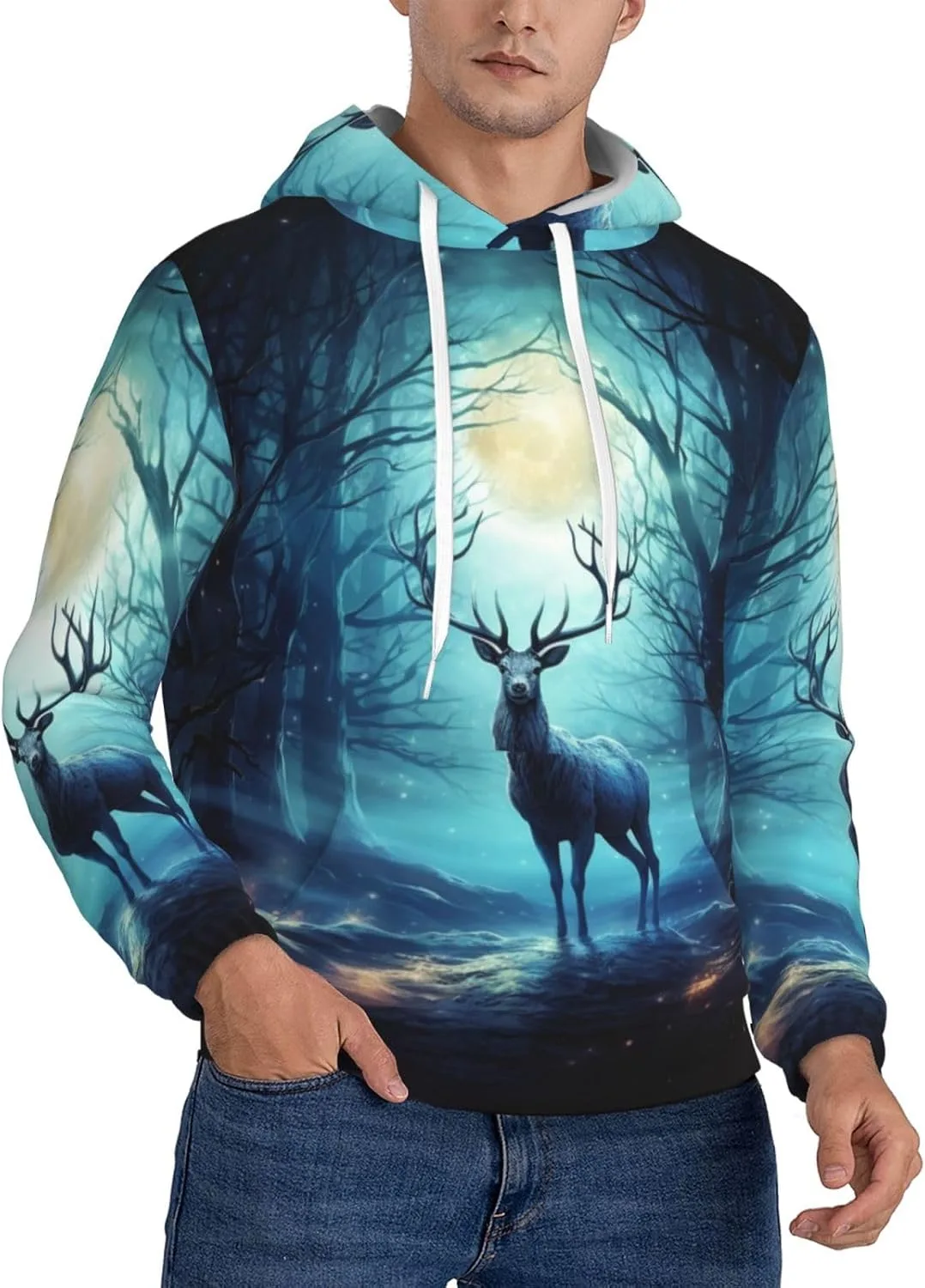 Мужская флисовая толстовка с капюшоном Moonlight Deer KKLWEGU
Мужская флисовая толстовка с капюшоном Moonlight Deer KKLWEGU