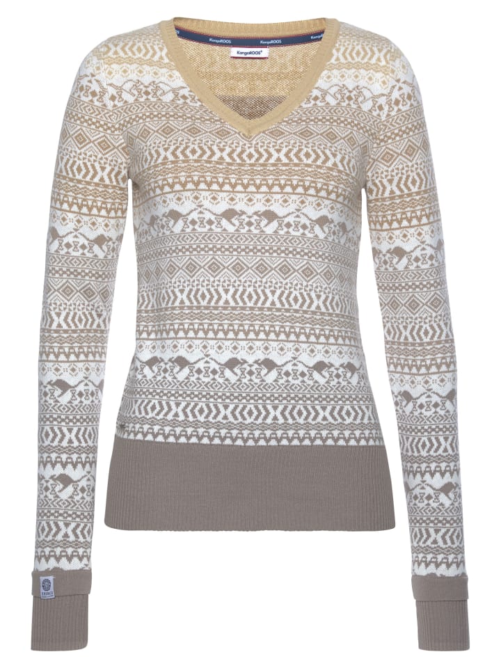 Жаккардовый свитер с рисунком в кремово-белых и серо-коричневых тонах Kangaroos
Жаккардовый свитер с рисунком в кремово-белых и серо-коричневых тонах Kangaroos