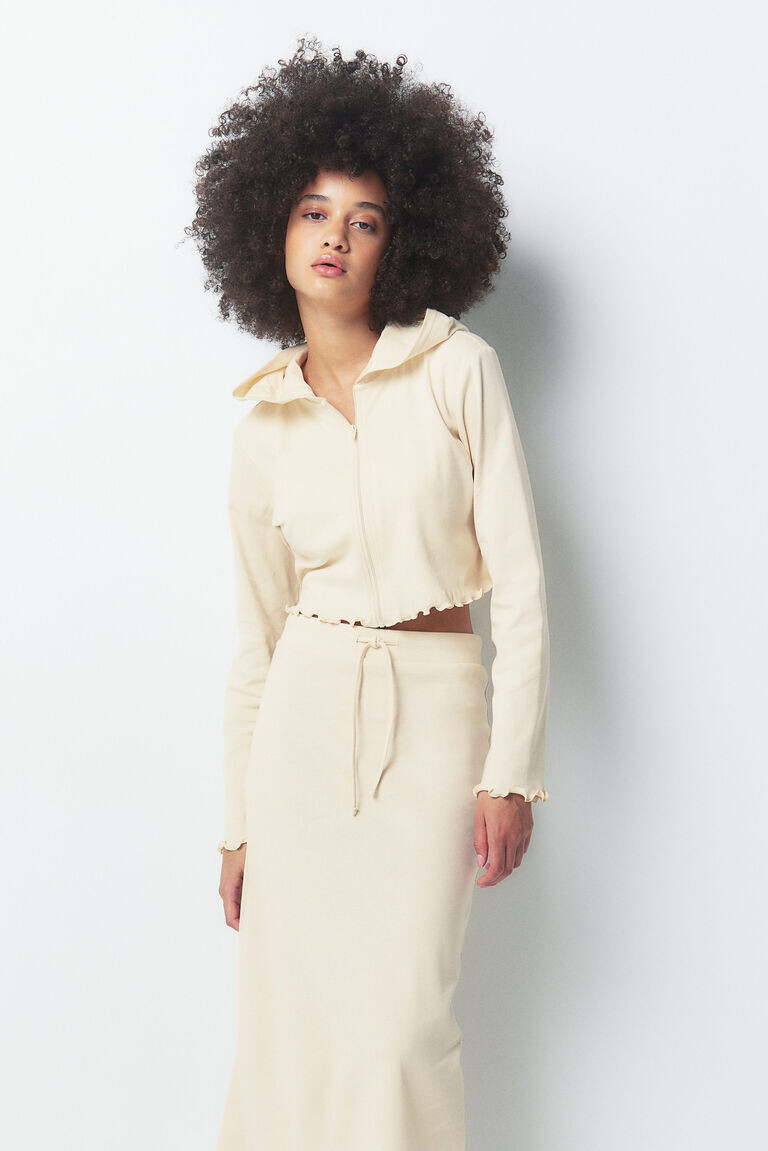 Укороченное худи на молнии H&M, бежевый
Укороченное худи на молнии H&M, бежевый