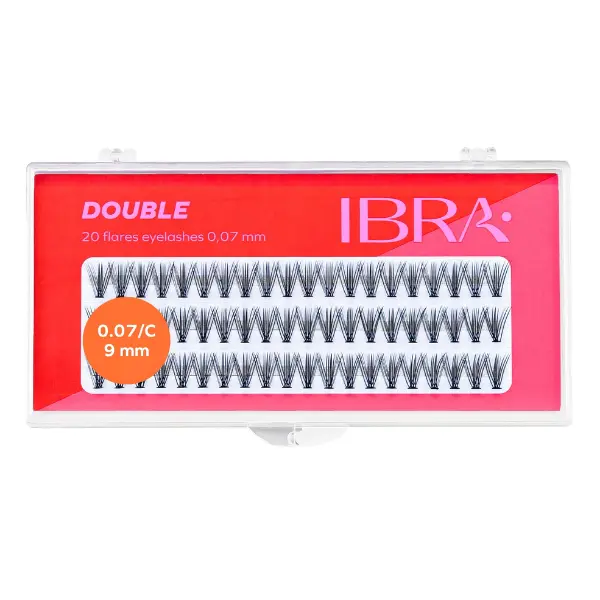 Пучки ресниц 9 мм, 60 шт./1 упаковка. Ibra Makeup Double 
Пучки ресниц 9 мм, 60 шт./1 упаковка. Ibra Makeup Double