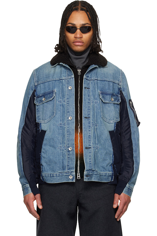 Sacai Синяя куртка из нейлоновой саржи и джинсовой ткани
Sacai Синяя куртка из нейлоновой саржи и джинсовой ткани