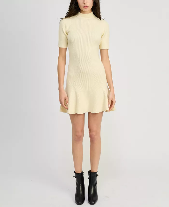 Женское мини-платье-свитер Sanam с воротником-стойкой En Saison, слоновая кость/кремовый 
Женское мини-платье-свитер Sanam с воротником-стойкой En Saison, слоновая кость/кремовый