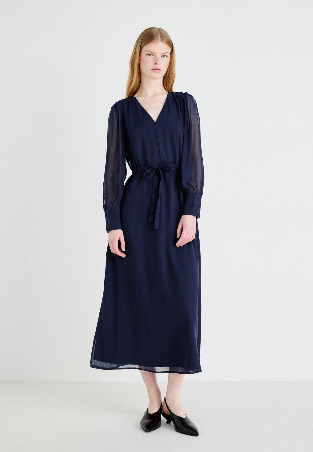 Коктейльное/вечернее платье VIMONE VNECK ANKLE DRESS VILA, темно-синий