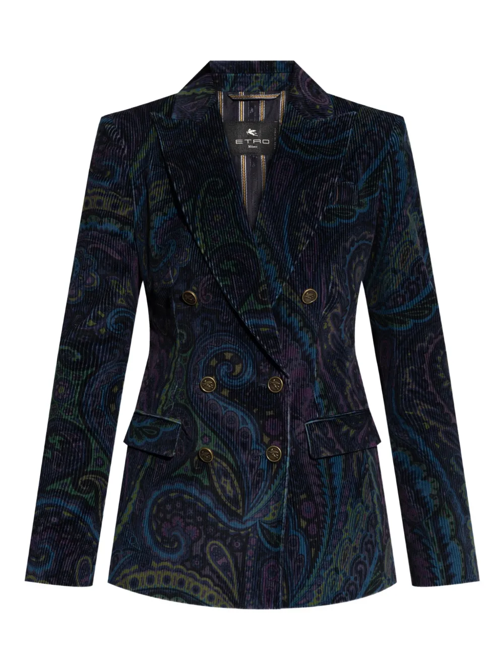 Двубортный вельветовый блейзер ETRO, синий
Двубортный вельветовый блейзер ETRO, синий