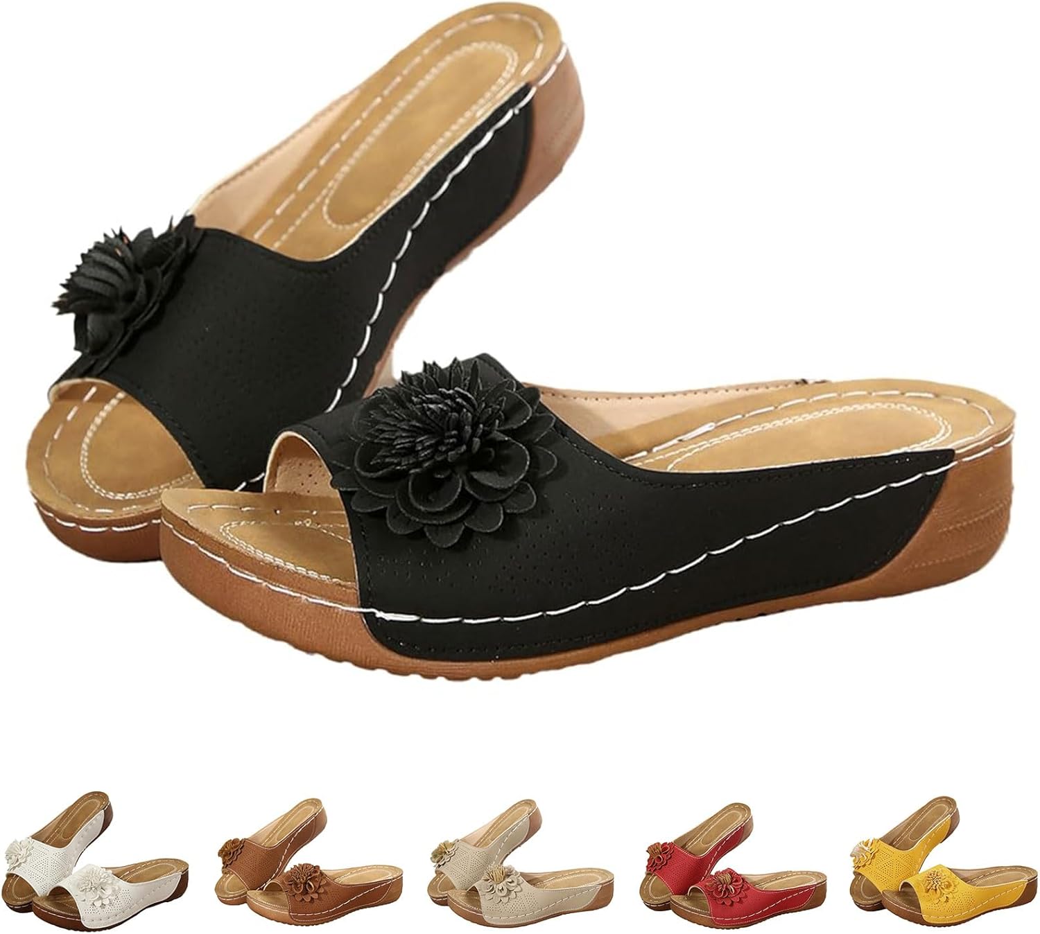 Комфортные сандалии для женщин летние на танкетке с низким каблуком, с открытым носком, модные повседневные сандалии с цветочным рисунком и комбинированными цветами, дышащие, на мягкой подошве, ортопедическая поддержка свода Kajxz, черный
Комфортные сандалии для женщин летние на танкетке с низким каблуком, с открытым носком, модные повседневные сандалии с цветочным рисунком и комбинированными цветами, дышащие, на мягкой подошве, ортопедическая поддержка свода Kajxz, черный