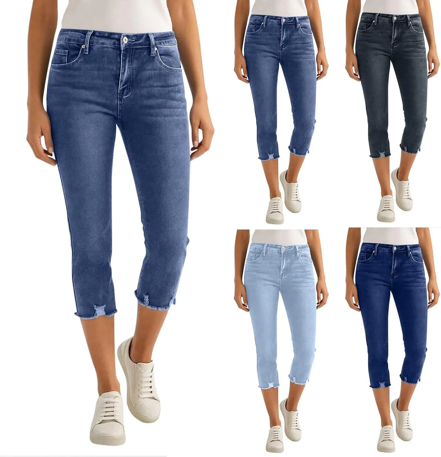 Женские джинсы с потертым краем High Waist Button Fly укороченные Stretch Slim Fit
Женские джинсы с потертым краем High Waist Button Fly укороченные Stretch Slim Fit