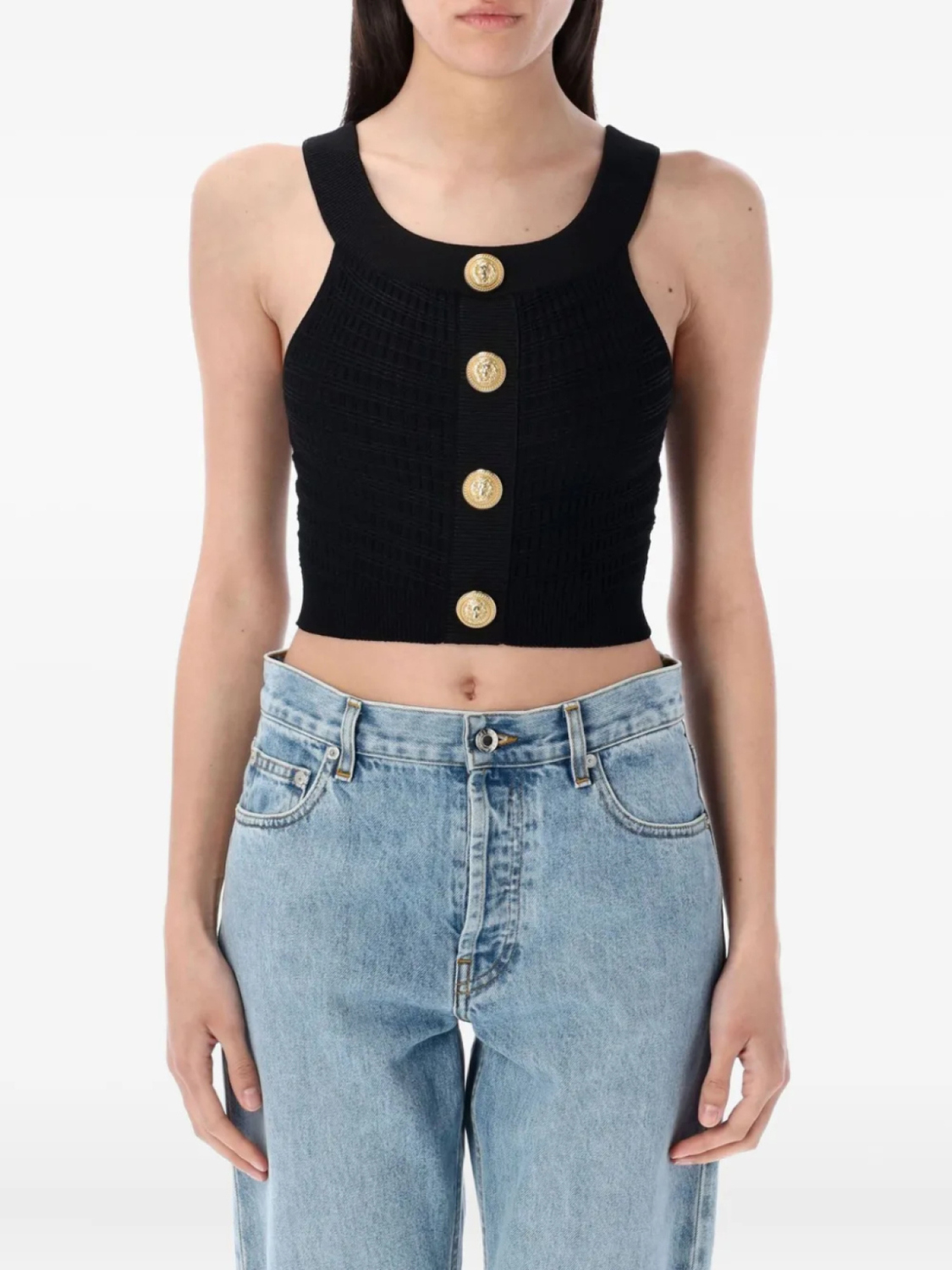 Топ с вырезом-лодочкой Balmain, черный
Топ с вырезом-лодочкой Balmain, черный