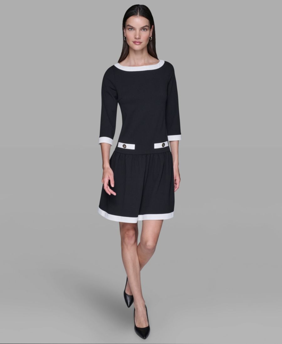 Женское платье А-силуэта из крепа с вырезом-лодочкой из ткани дайвинг KARL LAGERFELD PARIS, Black/ Soft White
Женское платье А-силуэта из крепа с вырезом-лодочкой из ткани дайвинг KARL LAGERFELD PARIS, Black/ Soft White