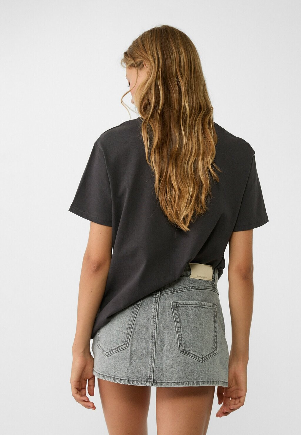 Юбка из денима Stradivarius, серый деним 
Юбка из денима Stradivarius, серый деним