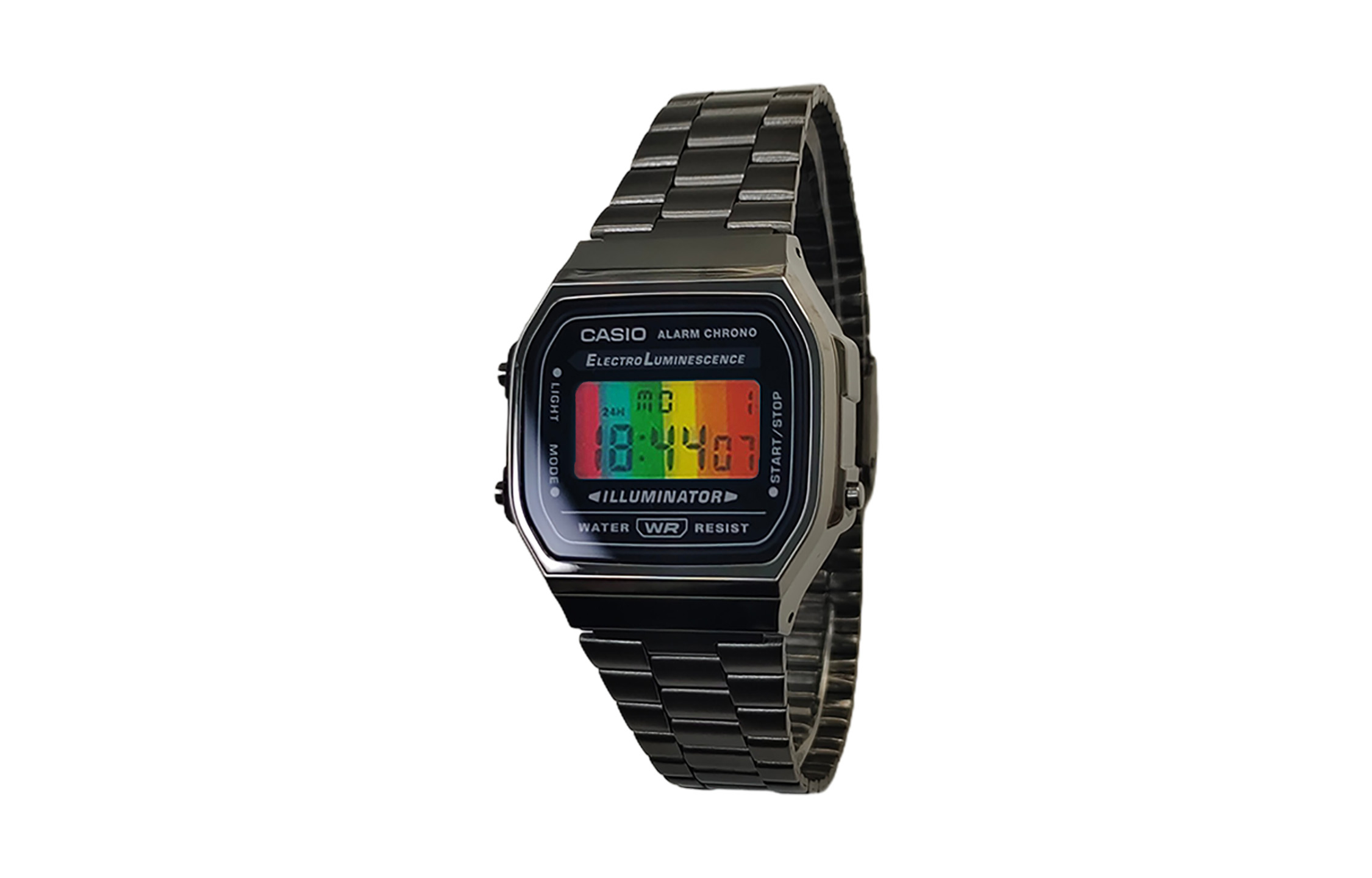 CASIO Часы Vintage A168, Black Dial Multicolor Vertical Stripes with Mineral Crystal Glass
CASIO Часы Vintage A168, Black Dial Multicolor Vertical Stripes with Mineral Crystal Glass
