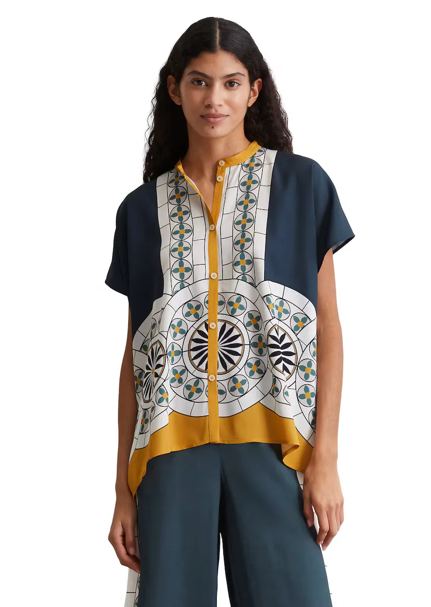 Женская расслабленная блузка без рукавов с принтом из ECOVERO от LENZING MARC O'POLO, синий 
Женская расслабленная блузка без рукавов с принтом из ECOVERO от LENZING MARC O'POLO, синий