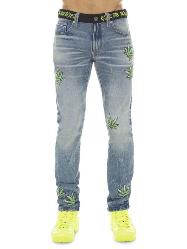 Джинсы с вышивкой в виде листьев Cult Of Individuality, синий
Джинсы с вышивкой в виде листьев Cult Of Individuality, синий